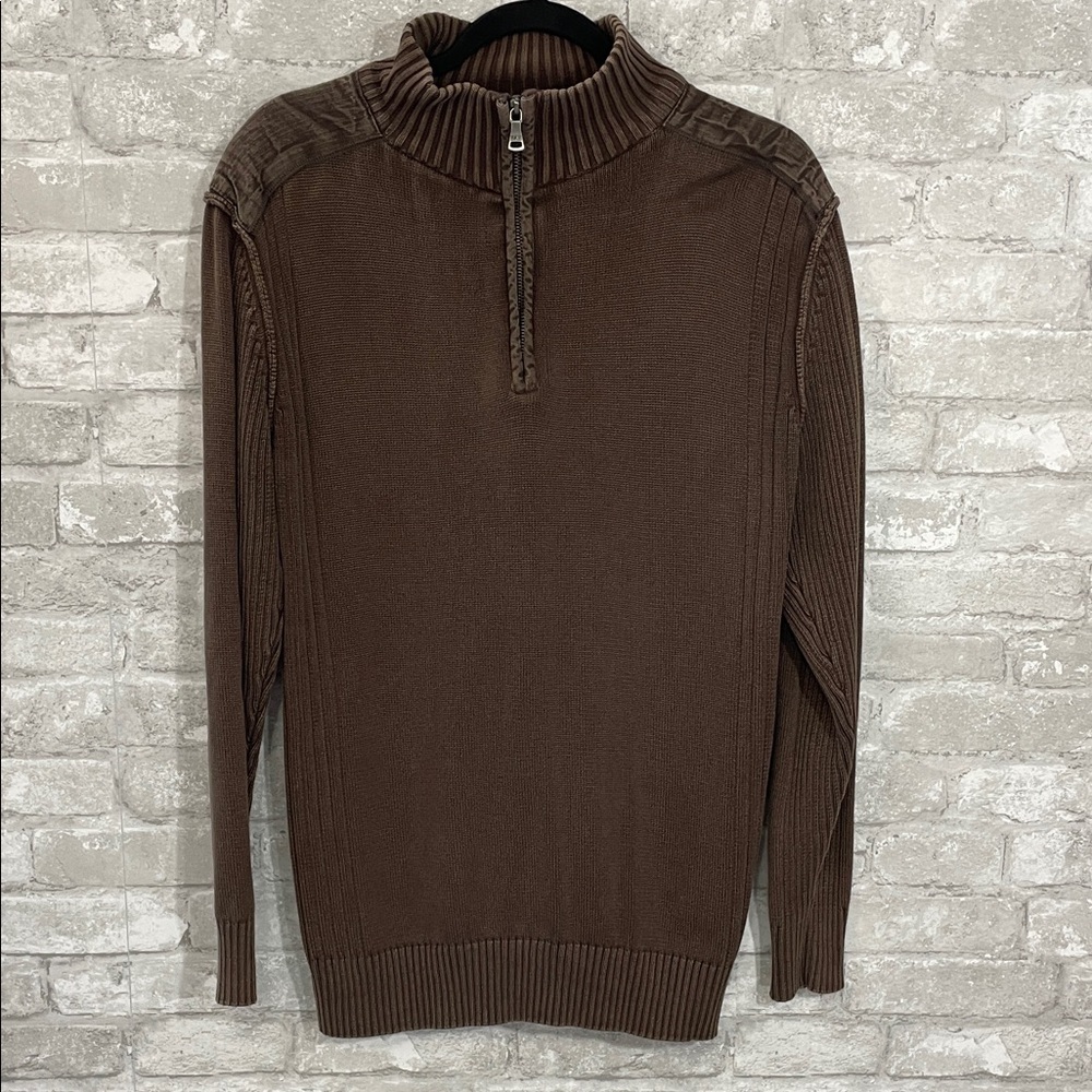 BKE Men's Brown 1/4 Zip-Up Sweater